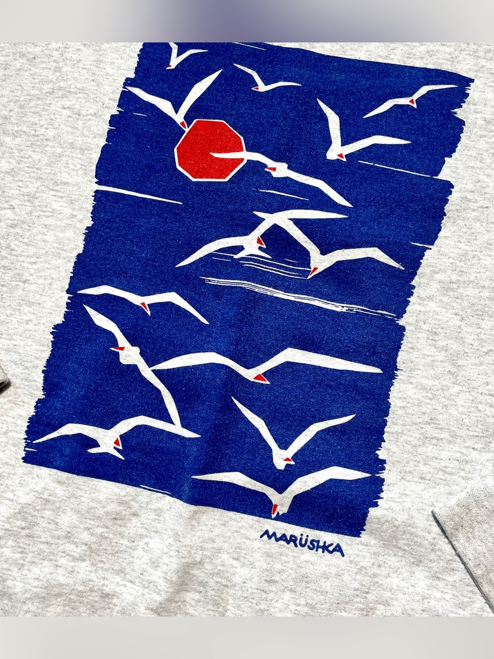 Marushka Screen printed crewneck sweatshirt, seagulls, beach, Michigan size: 2XL - Picture 4 of 12